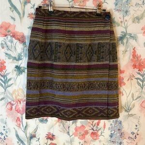 Vintage Casual Corner Multicolor Patterned Pencil Skirt